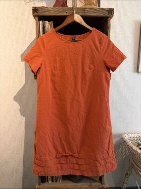 Women's Short Sleeve Midi Dress in Burnt Orange